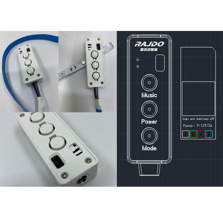 RGB 惠州智能七彩控制器 BLE智能蓝牙幻彩灯方案 智能蓝牙5.1照明灯控方案 跑马灯串解决方案