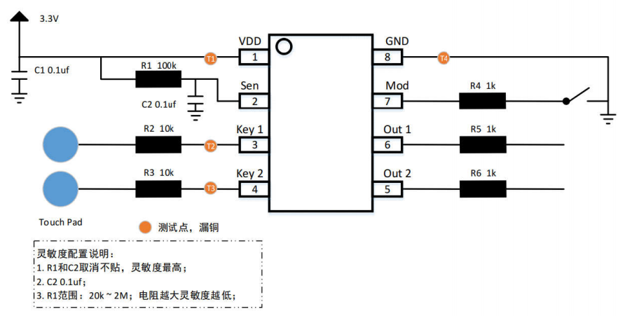 JT8022A电容式二按键触摸IC参数怎样？惠州2键触摸芯片有那些？
