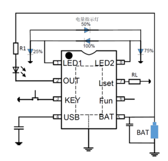 带有四段电量指示的手惠州电筒照明控制专用芯片，CR68001参数资料