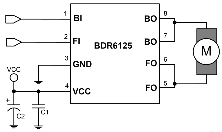 3.0V-18.0V大功率直流电机驱动芯片BDR6125,惠州双向电机驱动IC 持续电流 4.50A，峰值 7.5A