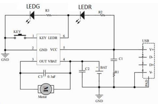 XR8810A集成线性充电，按键控制及惠州直流电机驱动三合一芯片