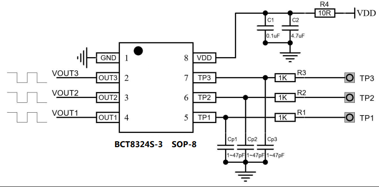 电容式两或三通道触摸检测芯片 惠州BCT8324S-2/3
